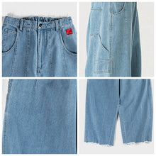 Load image into Gallery viewer, Women Light Blue Cotton Jeans With Wide Legs
