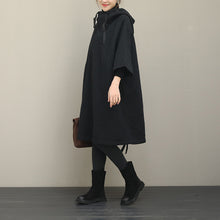 Load image into Gallery viewer, Black Hoodie Loose Cloak Dresses Women Outfits QT363
