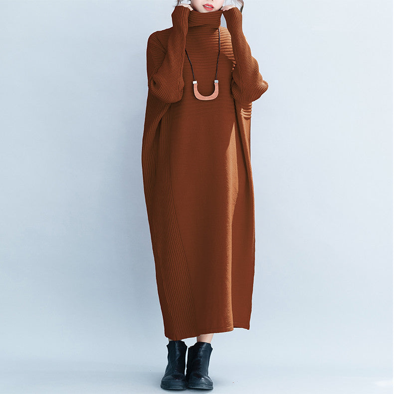 Women Loose High Neck Maxi Sweater Dresses Q26118 FantasyLinen Women Loose High Neck Maxi Sweater Dresses Q26118 FantasyLinen