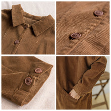 Load image into Gallery viewer, Long Winter Coats for Women, Corduroy Trench, Loose Casual Warm Overcoat
