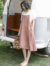 Load image into Gallery viewer, Summer Cool Pink Linen Strap Dresses Women Loose Sundress Q19063
