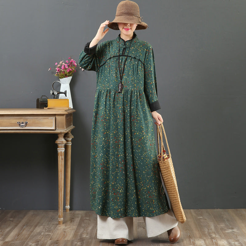 old fashioned floral dresses Vintage 1930s Tropical Floral Print Short Sleeve Zip Front Rayon Maxi Hostess Gown, Small main image 1