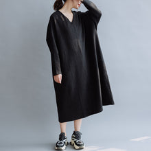 Load image into Gallery viewer, Women Cotton Simple V Neck Loose Dress
