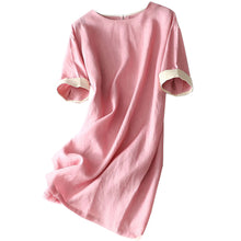 Load image into Gallery viewer, Simple Casual Spliced Linen Dress Women Clothes