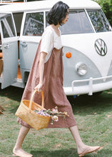 Load image into Gallery viewer, Summer Cool Pink Linen Strap Dresses Women Loose Sundress Q19063
