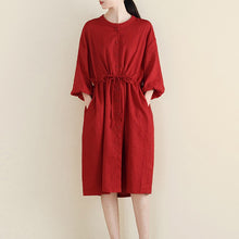 Load image into Gallery viewer, Women Loose Linen Cardigan Belted Dress