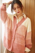 Load image into Gallery viewer, Women Cute Knit Striped Cardigan Sweater
