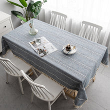 Load image into Gallery viewer, Linen Striped Tablecloth.Rectangular Linen Tablecloths.Large Tablecloth.Custom Made Tablecloth
