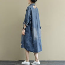 Load image into Gallery viewer, Women Vintage Plus Size Long Sleeved Denim Dress