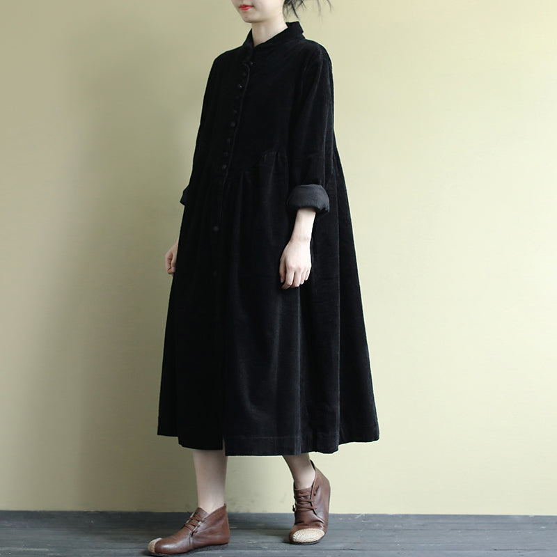 Loose Vintage Corduroy Cardigan Dress For Women