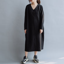 Load image into Gallery viewer, Women Cotton Simple V Neck Loose Dress
