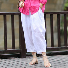 Load image into Gallery viewer, Women&#39;s White Loose Linen Bloomers Harem Pants

