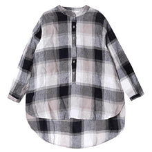 Load image into Gallery viewer, Vintage Loose Cotton Linen Plaid Shirt Women Spring Tops S25024
