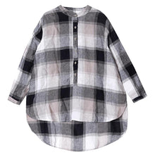 Load image into Gallery viewer, Vintage Loose Cotton Linen Plaid Shirt Women Spring Tops S25024