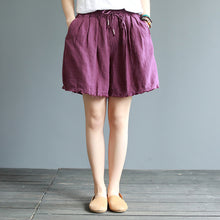 Load image into Gallery viewer, Women Pure Color Casual Shorts Summer Cotton Linen Short Pants K20052
