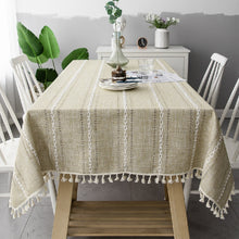 Load image into Gallery viewer, Linen Striped Tablecloth.Rectangular Linen Tablecloths.Large Tablecloth.Custom Made Tablecloth
