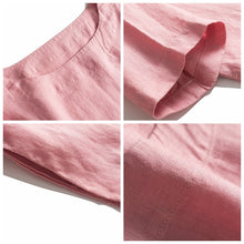 Load image into Gallery viewer, Simple Linen Pure Color 3/4 Sleeve Dress Women Clothes
