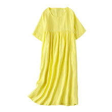 Load image into Gallery viewer, Women Simple Casual Linen Pure Color High Waist Dress
