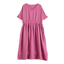 Load image into Gallery viewer, Women Vintage Pink Cotton Linen Dresses For Summer Q10065