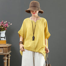 Load image into Gallery viewer, Loose Summer Short Linen Blouse Women Casual Tops 7115
