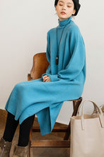 Load image into Gallery viewer, Women&#39;s Casual Blue Turtleneck Wool Sweater
