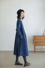 Load image into Gallery viewer, Women Lovely Corduroy A Line Dresses Q9916