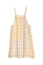 Load image into Gallery viewer, Women&#39;s Loose Linen Yellow Plaid Suspenders Skirt
