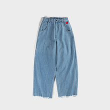 Load image into Gallery viewer, Women Light Blue Cotton Jeans With Wide Legs

