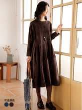 Load image into Gallery viewer, Women Lovely Corduroy A Line Dresses Q9916
