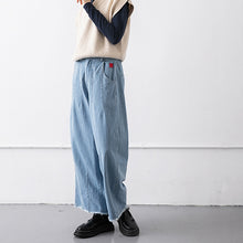 Load image into Gallery viewer, Women Light Blue Cotton Jeans With Wide Legs
