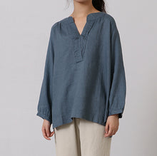Load image into Gallery viewer, Cotton Linen Casual V Neck Shirt Women Tops
