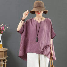 Load image into Gallery viewer, Loose Summer Short Linen Blouse Women Casual Tops 7115
