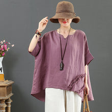 Load image into Gallery viewer, Loose Summer Short Linen Blouse Women Casual Tops 7115