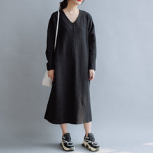 Load image into Gallery viewer, Women Cotton Simple V Neck Loose Dress