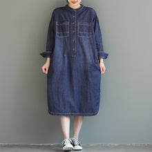 Load image into Gallery viewer, Loose Blue Maxi Denim Dresses Women Casual Spring Clothes Q25029