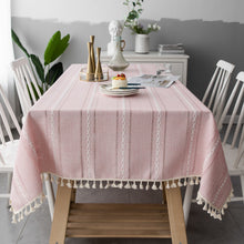 Load image into Gallery viewer, Linen Striped Tablecloth.Rectangular Linen Tablecloths.Large Tablecloth.Custom Made Tablecloth
