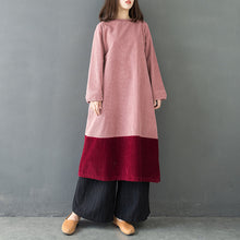 Load image into Gallery viewer, Pink Quilted Corduroy Maxi Dresses Women Spring Casual Clothes Q30018
