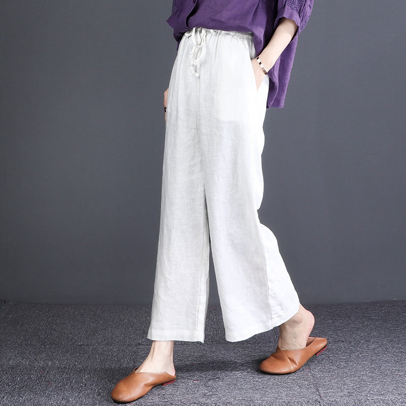 Linen Wide Leg Casual pants For Women K2734– FantasyLinen