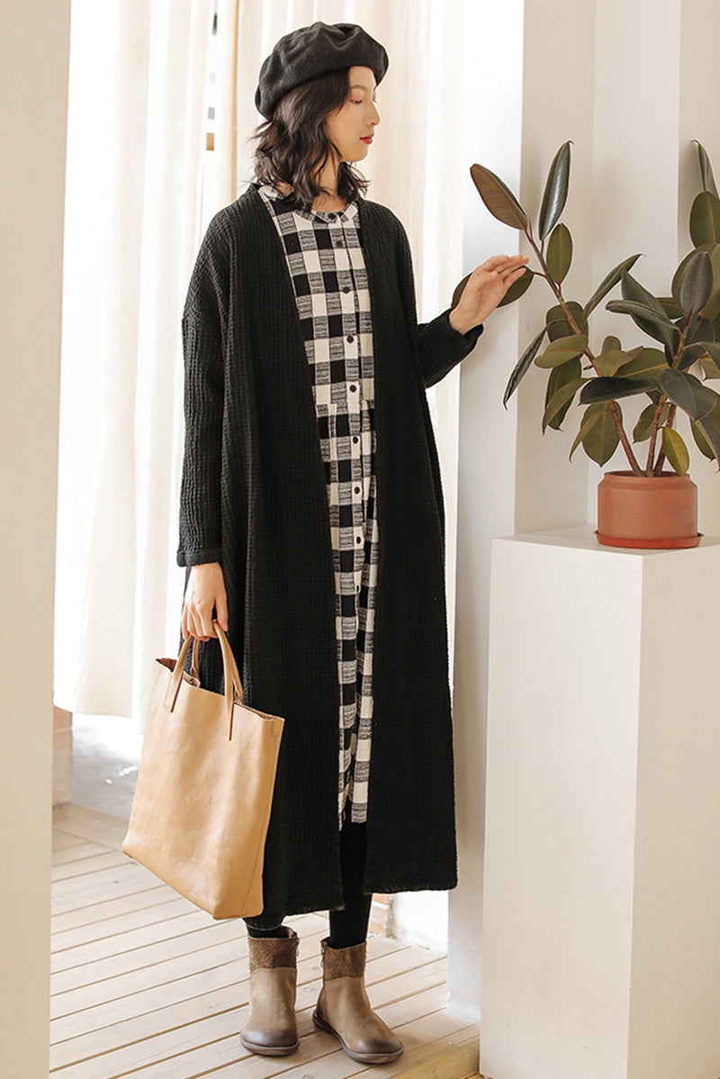 Plaid Long Shirt Dress for Women Q91009 L