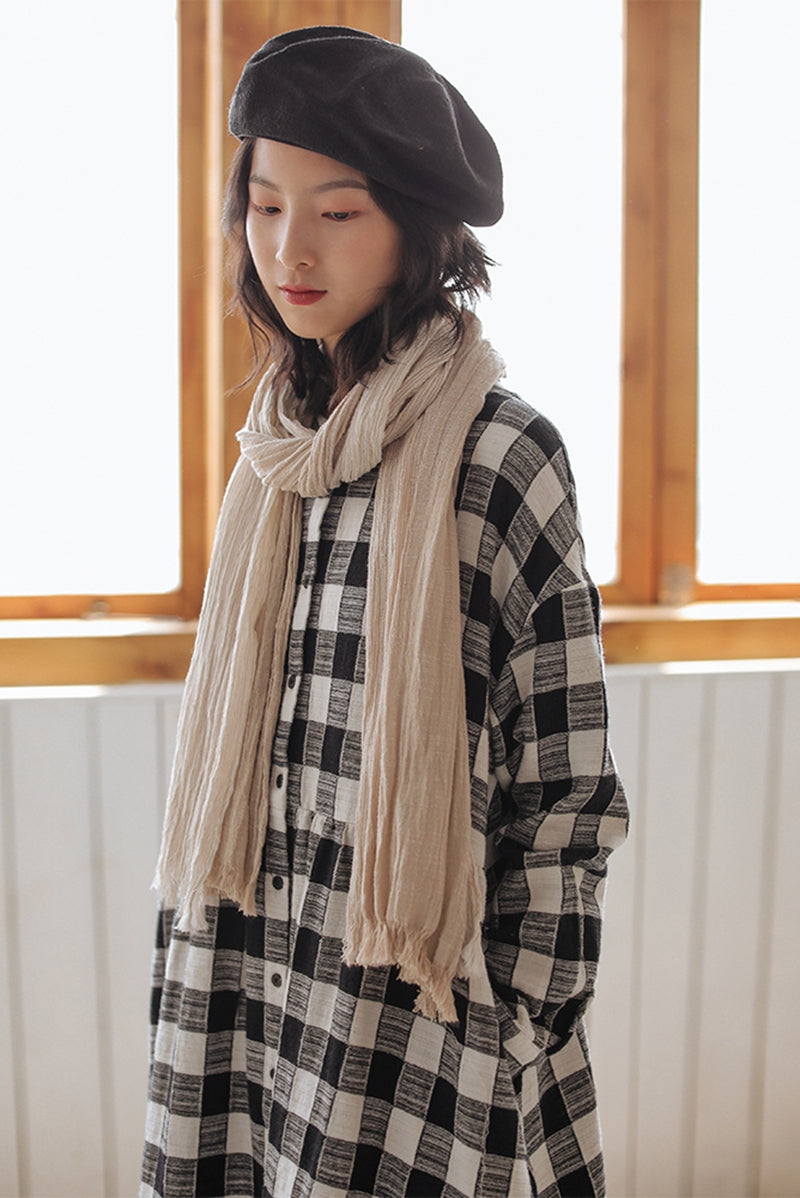 Plaid Long Shirt Dress For Women Q91009 L Plaid Long Shirt Dress For Women Q91009 L
