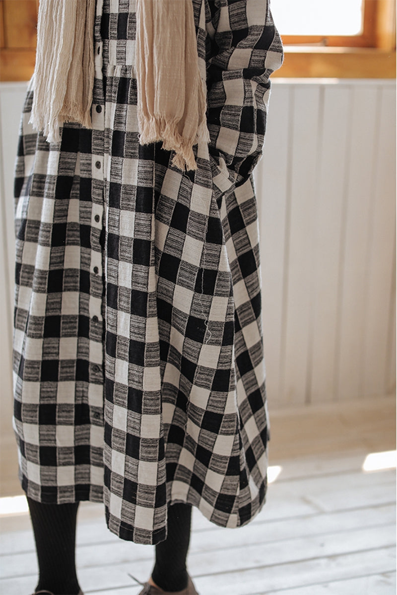 Plaid Long Shirt Dress For Women Q91009 L Plaid Long Shirt Dress For Women Q91009 L