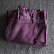 Load image into Gallery viewer, Purple Linen Turnip Pants Simple Causel Trousers Women Clothes - FantasyLinen
