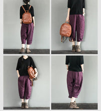 Load image into Gallery viewer, Purple Linen Turnip Pants Simple Causel Trousers Women Clothes - FantasyLinen
