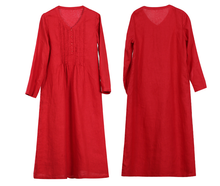 Load image into Gallery viewer, Loose Linen V-Neck Dress For Women
