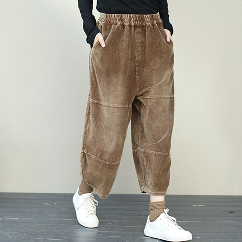 Plus size top women's corduroy pants