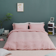 Load image into Gallery viewer, Washed Pure Color Linen Bedding Set Pillowcases With Flat Sheet
