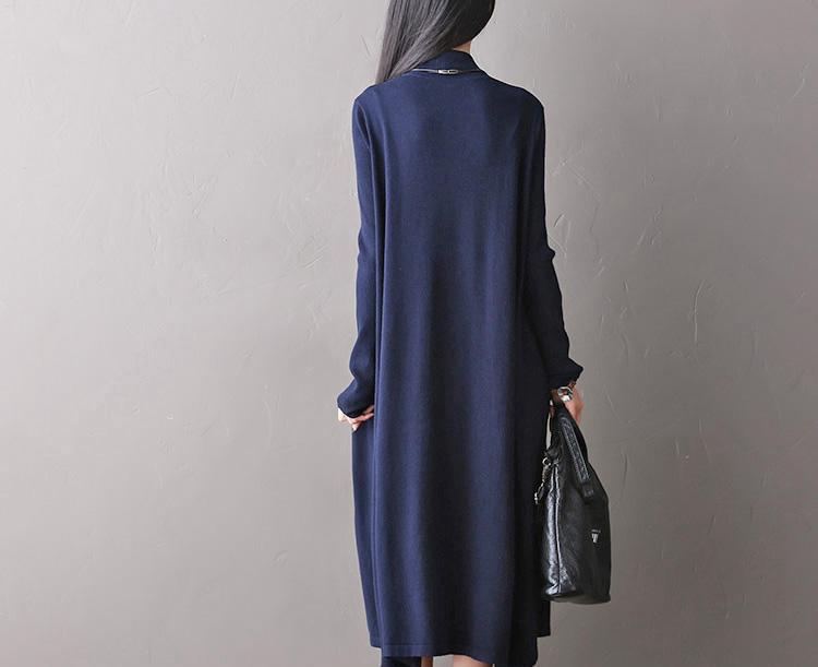 chinese dress ladies Blue Zone | Straight Neck Loose Knit Wool Dress main image 1