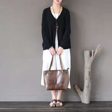 Load image into Gallery viewer, Cardigans for Women, V Neck Sweater, Cotton Brown Sweater
