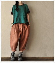 Load image into Gallery viewer, Gray and Orange Purple Turnip Pants Causal Linen Long Pants women Clothes LR465 - FantasyLinen