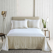 Load image into Gallery viewer, 100%Pure Color Linen Striped Linen Bedding Set